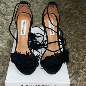 Steve Madden Black Fringe Heels
